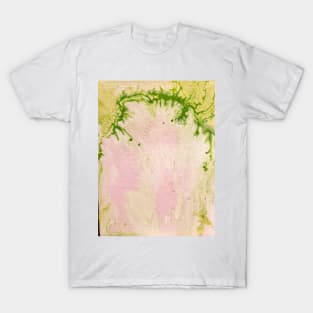 pink, yellow, green, white acrylic pour. T-Shirt